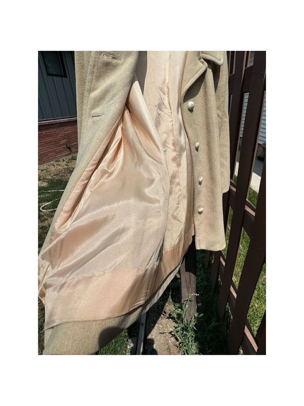 Vintage Herman Kay wool coat baby pink satin lining - Picture 12 of 13